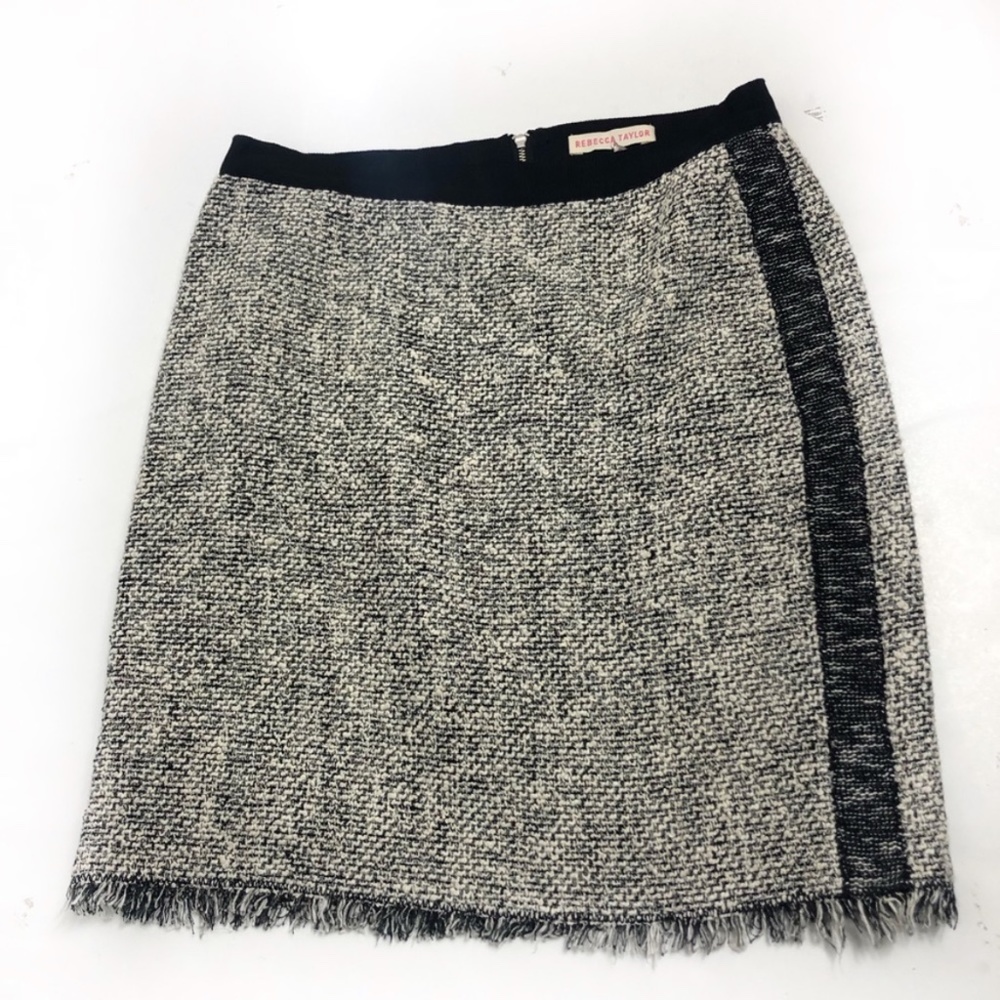 Rebecca  taylor tweed fringe hem pencil skirt size 6